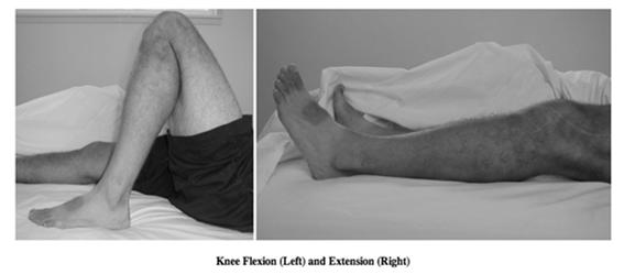 Knee range of motion ROM: normal 0 135 Determine if