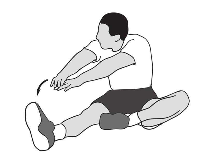 on the floor with both legs straight out in front of you. Cross one leg over the other. Slowly twist toward your bent leg, putting your hand behind you for support.