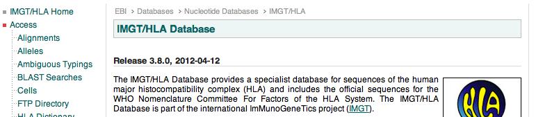 Know Your Nomenclature Version Identify the IMGT/HLA database release number applicable to your data http://www.ebi.ac.