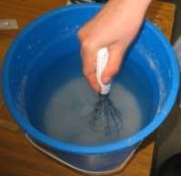 Saturated salt solution- ~ Poor bag of salt* into a clean bucket and fill ¾ full with cold water.
