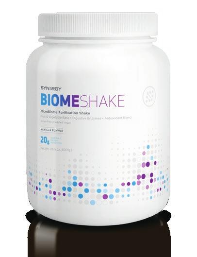 BIOME SHAKE Biome Shake is a purifying meal replacement shake high in vegetable protein with a blend of antioxidants, vitamins, minerals, amino acids, and beneficial fats
