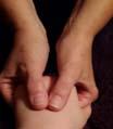 Rub top of hand with thumbs Center going outward Wrist to knuckles Beginning at