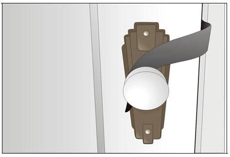 Methods for Securing Door-Jam Strap on Doorknob Door Knob: Perform exercises on side of door without hinges.