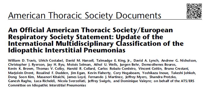 Multidisciplinary approach to diagnosis acknowledged as a major advance Category CRP Dx Radiologic/ pathologic pattern Chronic fibrosing IP