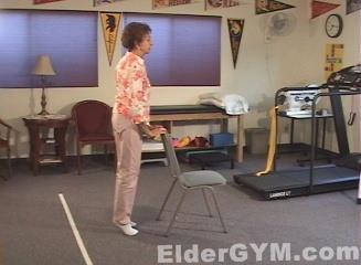 21 Calf Raises ( Click to see video demonstration) Stand using a chair to balance yourself.