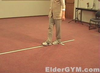 Heel to toe (Click for video demonstration) Begin by