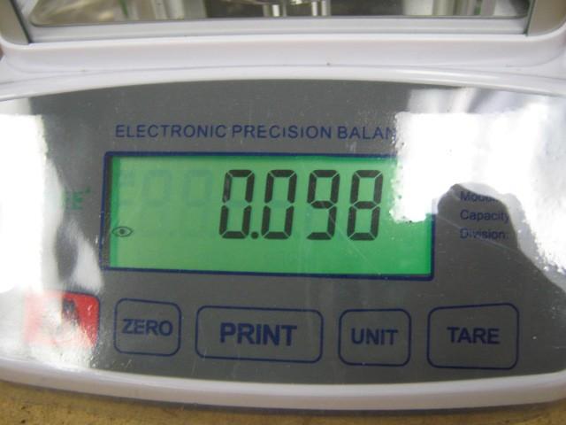 In the photo at right, the reading is 98 milligrams which is close enough.