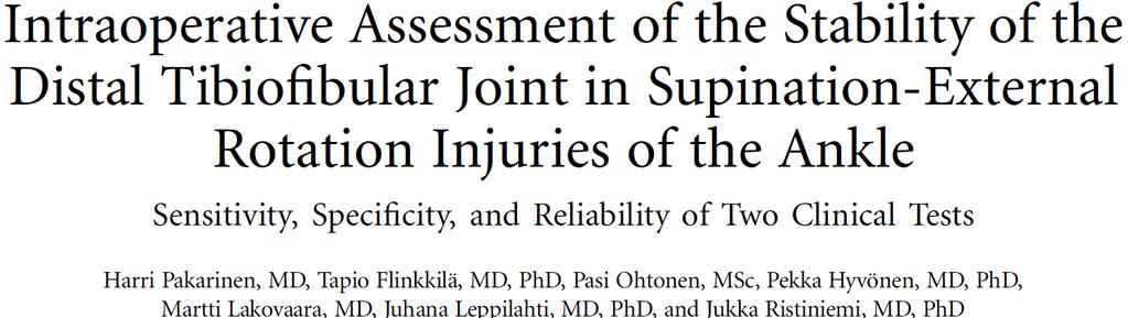 140 SER ankle fractures ER and lateral exams performed after ORIF ER: (sens: 0.05, spec: 0.