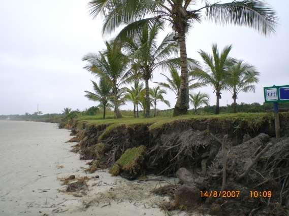 Erosion of beach