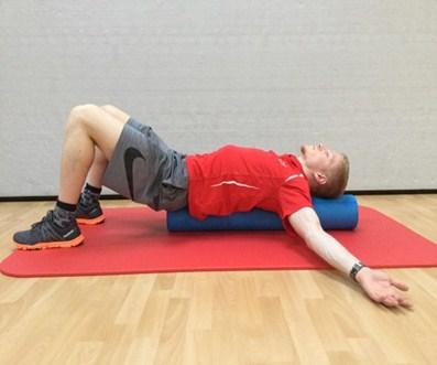 Chest Stretch (Spine Mobiliser) Start by lying on the foam roller length ways, along the
