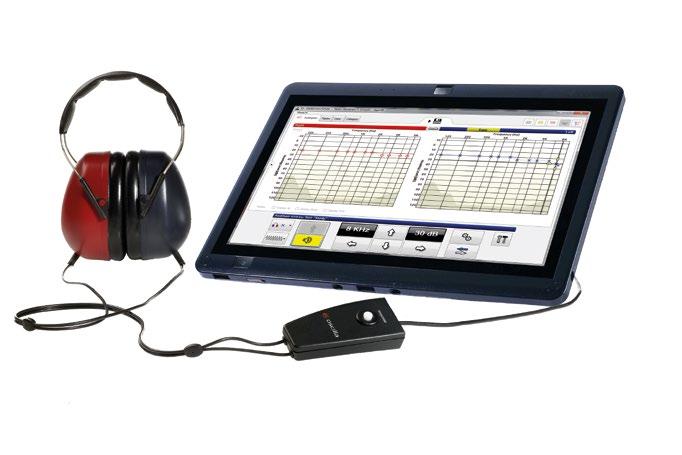 Oscilla USB310 / 330 PC-based Screening Audiometer 11 frequencies: 125-8000 Hz (selectable in USB330) Left, right and binaural Pulse tone Warble tone (USB330) 4 automatic tests (1 in