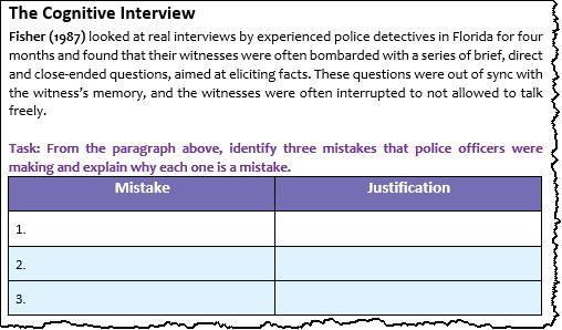 Unfortunately, EWT is often inaccurate and therefore psychologists have worked with the police to develop methods for improving the accuracy of EWT.