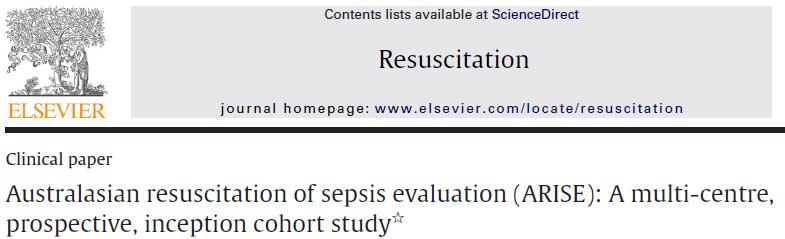 Resuscitation 2009;80:811 8 Conclusions: Management of ANZ patients presenting to ED with sepsis does not routinely include