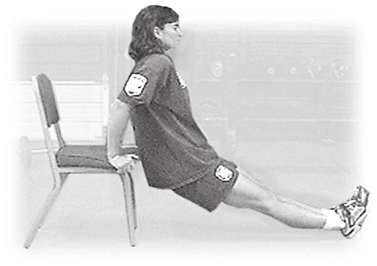 If unable to perform 3 dips, use a stool or a partner to help you up
