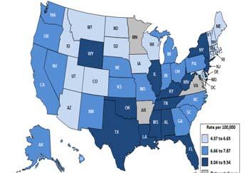 HPV Associated Cervical Cancer Incidence Rates by State, United States, 2006 2010 www.cdc.