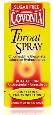 CUP001619 Covonia Throat Spray 30ml Chlorhexidine Digluconate 0.2% w/v Lidocaine Hydrochloride 0.