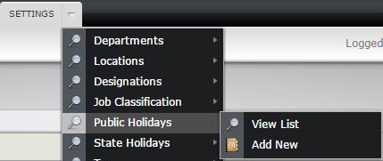 Jika terdapat sebarang cuti lain yang diambil selain dari cuti yang terdapat didalam sistem ini, anda boleh menambah cuti tersebut. Settings dan klik di Public Holidays Gambar 4.