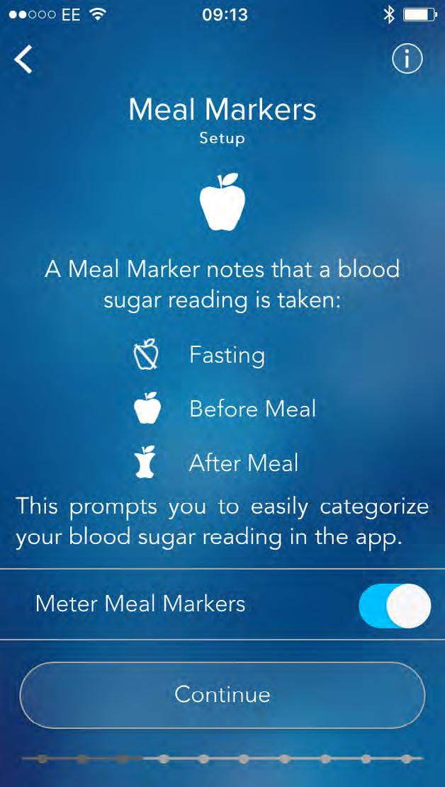 8. Meal Markers You can always categorize your blood glucose readings with meal markers in the app.