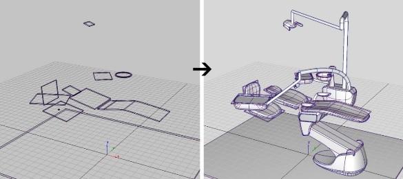 3.4.2Detailed Design of Modeling Based on Ergonomic-prototype First, with importing the ergonomic-prototype in the software, a new canvas is selected at the appropriate view angle, for drawing the