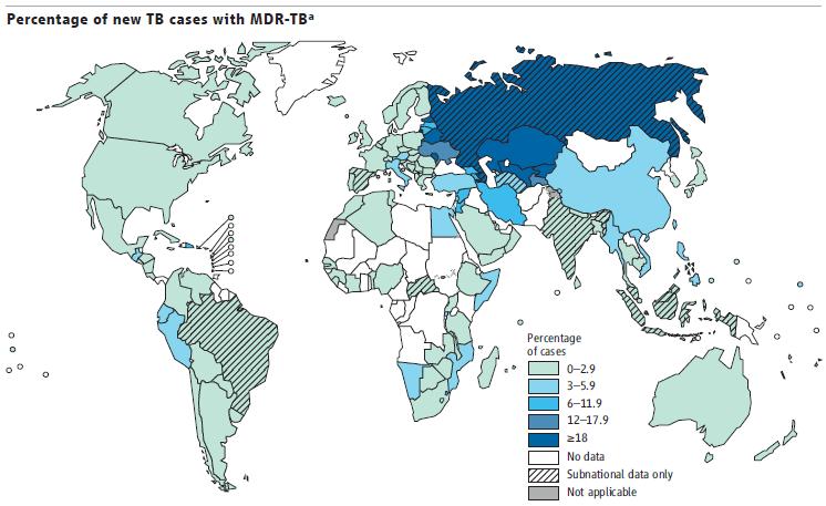 Slide 15 of 46 WHO Global Tuberculosis Report 2013 Drug Resistance Globally, 3.6% of new and 20.