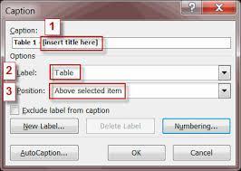 Captions in Word Documents & Emails Images &Tables Captions