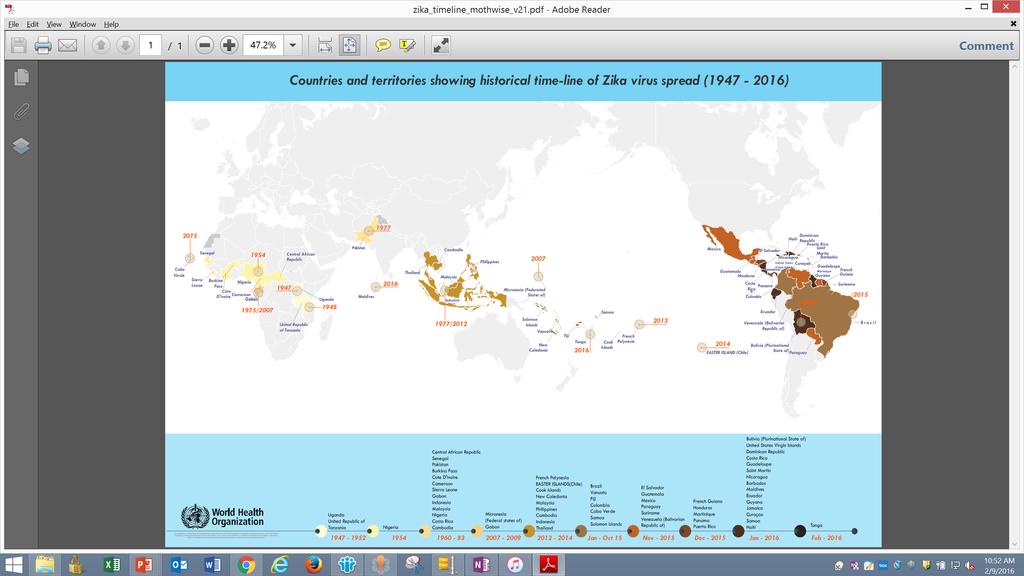 Countries & territories with Zika Virus
