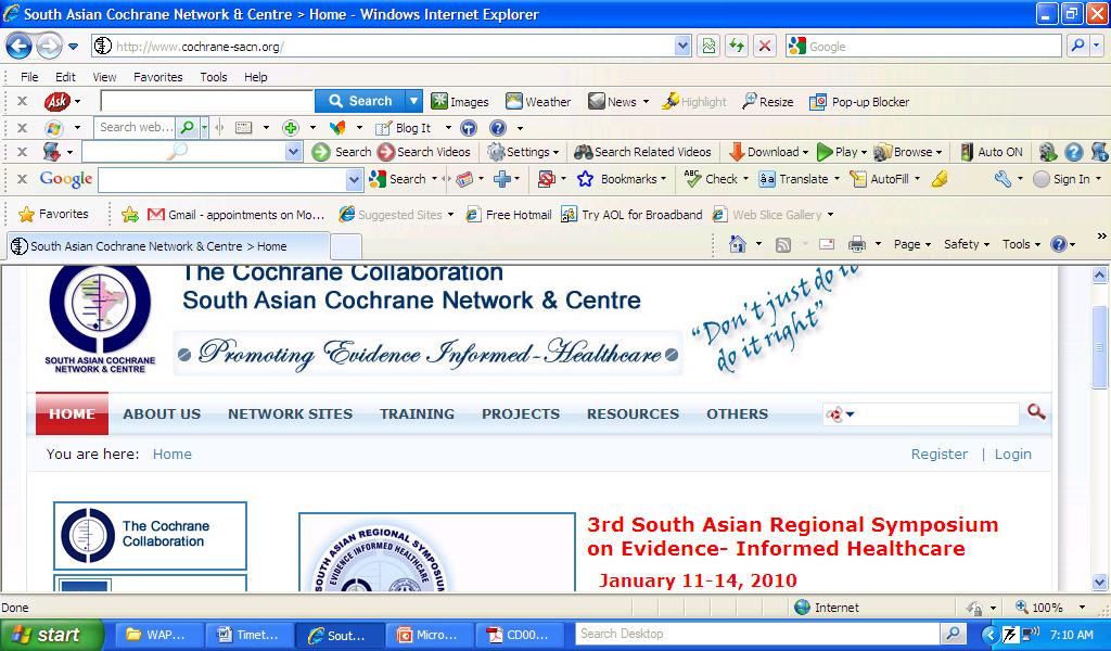 Resource Costs Values Growth of contributors in India www.cochrane-sacn.