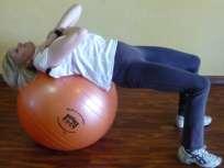Grade 3 Bridge on ball with side to side weight transference This strengthens the stabilisers and gluteals by having to lift some of your body weight.