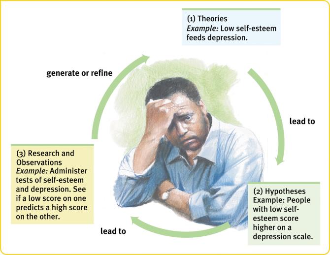 Theory A Theory is an explanation that integrates principles and organizes and predicts behavior or events. For example, low self-esteem contributes to depression.