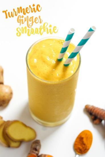 ANTI-INFLAMMATORY TURMERIC SMOOTHIE The turmeric has a powerful antiinflammatory, curcumin, in it, which is more easily absorbed by our bodies when consumed with black pepper (for a surprising kick).
