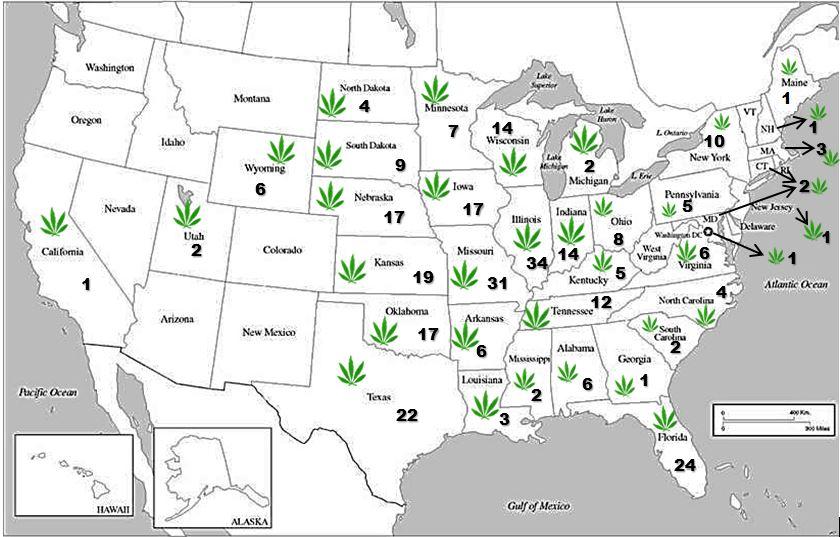 Colorado Marijuana Destination States (*2015) (Total Reported Incidents Per State) SOURCE: