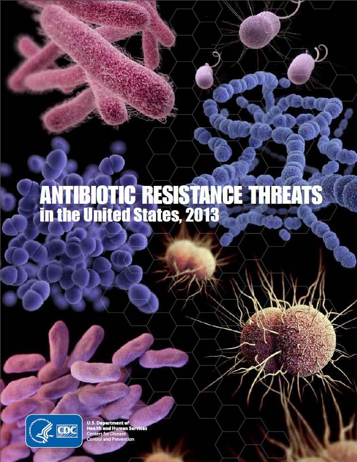 Antibiotic Resistance in the United States Sickens >2 million people per year Kills at least 23,000 people each year Plus 15,000 each year from C.