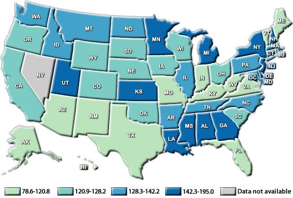 Prostate Cancer Rates (CDC 2011)