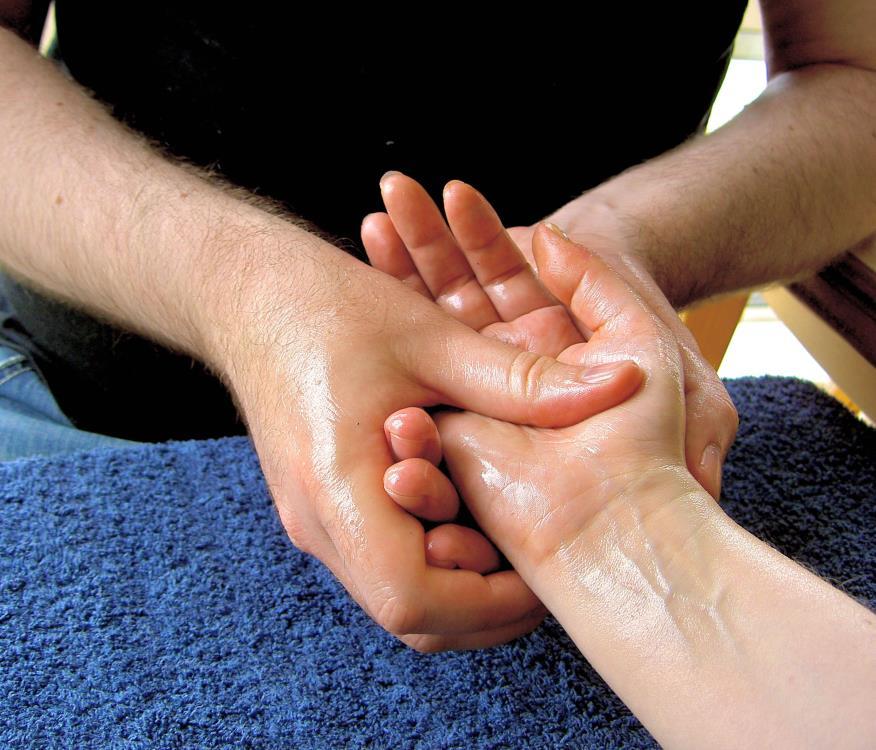 The best way to position yourself and the person set to receive reflexology, is to sit across a table from them with a towel under their hands/ wrists for comfort.