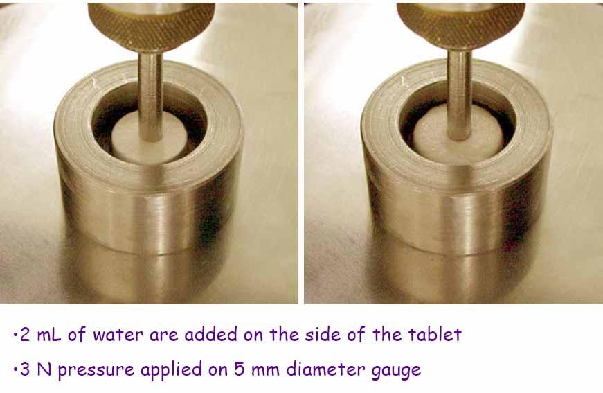 StarLac, Orodispersible Tablets, Measurement of Functionality (Roquette) Tablet ist placed in a metal