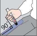 3. Place the black injector tip against your outer thigh, holding the injector at a right angle (approx 90 ) to the thigh. 4.