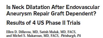 Aortic Neck Dilatation Risk Factor for Type 1 Endoleak and Migration 729 Patients with follow