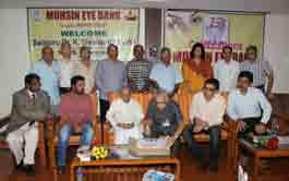 v Eye donation awareness camp and talk by Mr. Kishan Reddy at Canara Bank, Himayatnagar organized by Mrs. Shobha and members of Home for the Aged.