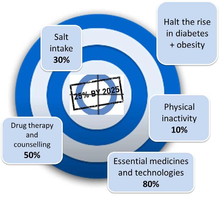 Historic Global Targets Agreed on 7 November 2012 25 reduction in deaths by 2025; Reduce Salt intake 30%; Halt the rise in