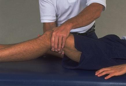 PATELLAR GRIND TEST Patient relaxed with knee extended Examiner presses down onto patella with palm of