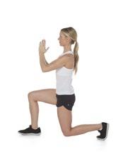 Lunge Engage your core and keep your upper body straight with shoulders tracking over hips Step back with the right leg Work to keep both legs at a 90 degree angle while hovering your right knee off