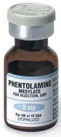 Phentolamine for Extravasation Uses: Medication of choice in to control blood pressure and sweating caused by pheochromocytoma, an epinephrine-secreting tumor that can arise from the