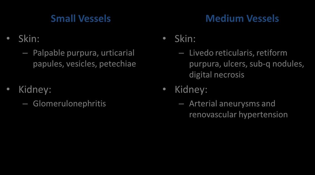 Vasculitis Classification: The size of involved vessels is predictive