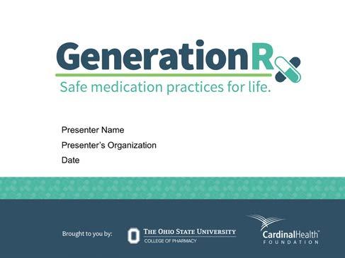 Safe medication practices for life. Slide 1 Safe Medication Practices Facilitator Talking Points Welcome to today s program, Generation Rx: Safe Medication Practices for Life.