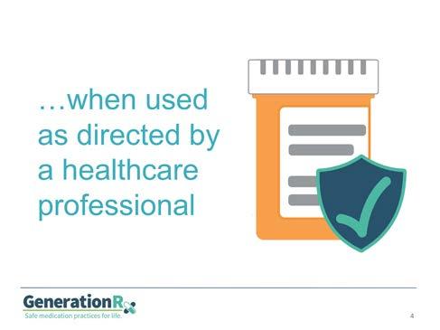 Slide 4 Transition: But these powerful, sometimes life-saving medications, helpful when used as directed by your healthcare professionals, can also be harmful especially when misused. 1.