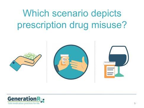 Slide 5 Transition: Before we move forward, let s consider this question How do we define prescription drug misuse? 1. Here are three scenarios.
