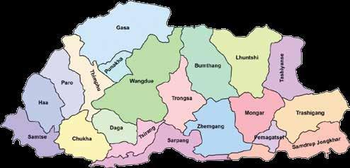 WHO South-East Asia Region Bhutan: district level map Disclaimer: The boundaries and names shown