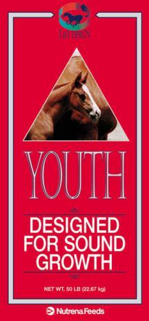 Life Design Youth 1307 This feed is designed to be fed to foals, weanlings, yearlings, last trimester mares and lactating mares. Mares, Last Trimester 0.5 0.75 Mares, Early Lactation 1.0 1.