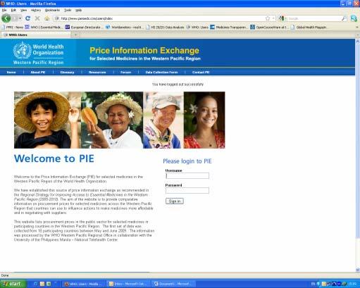 Price Information Exchange for Selected Medicines in the Western Pacific Region www.piemeds.com (also in.net,.