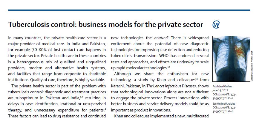 3 business models that we need to integrate in India: What the RNTCP can pay to the private sector for each TB case diagnosed?